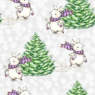 Artwork thumbnail, Winter Skating Rabbit Pattern by SweetTea4U