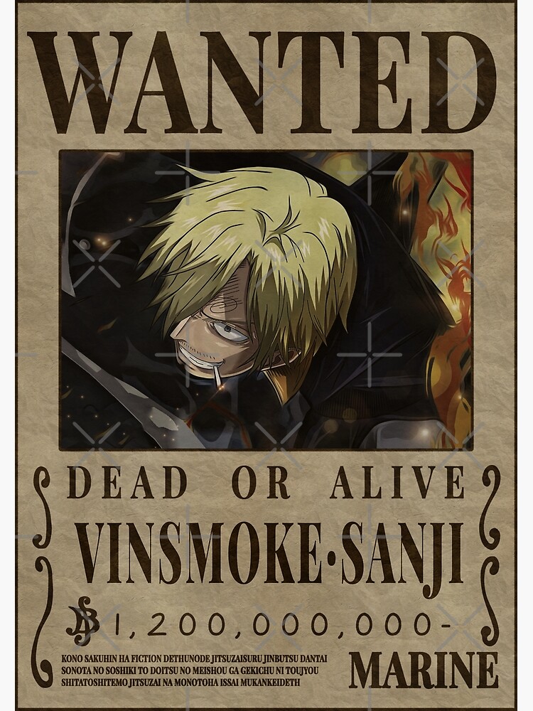 Vinsmoke Sanji One Piece Wanted Poster Canvas Print by One Piece Bounty  Poster