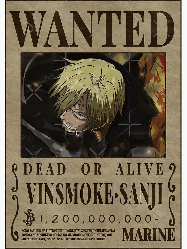 Vinsmoke Sanji Dead Or Alive Wano Arc Wanted Poster Canvas - Binteez