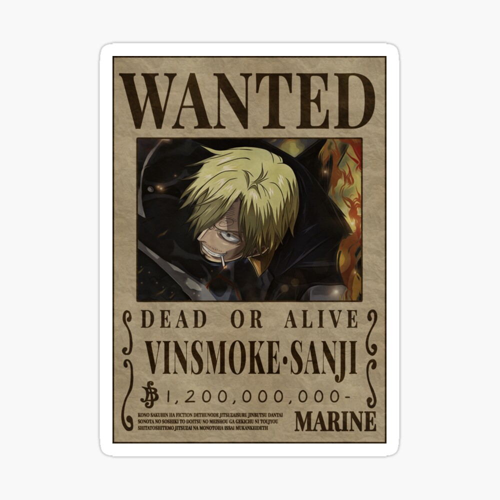 One Piece Bounty Wanted Vinsmoke Sanji Template