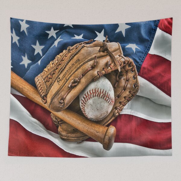 Item preview, baseball and flag wallpaper  designed and sold by chanchan79.