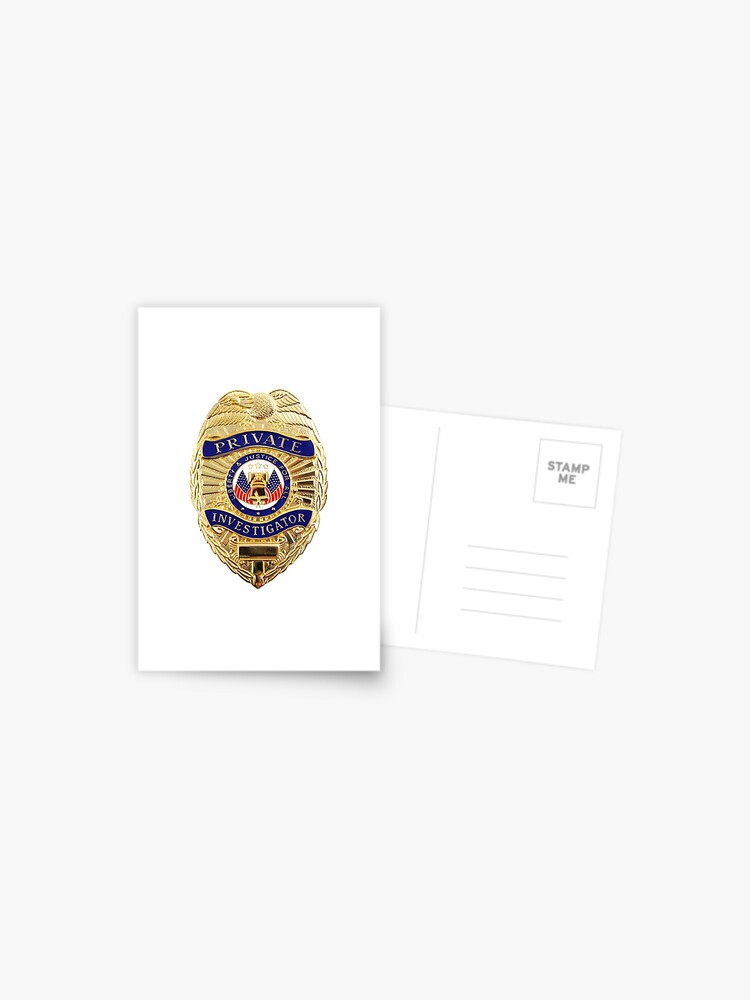 Private Investigator Badge Postcard By Lawrencebaird Redbubble