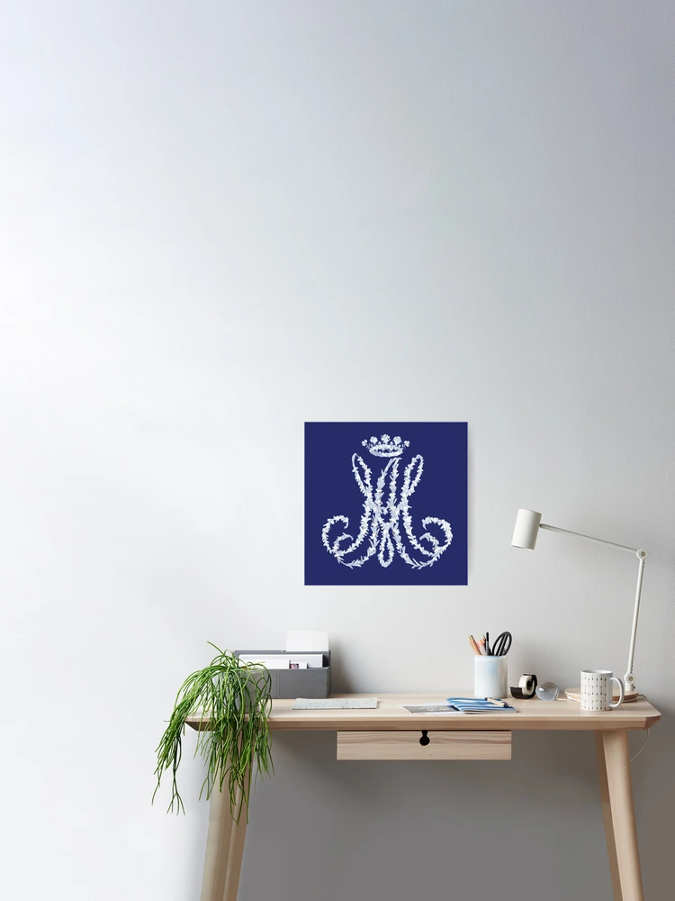 Marie Antoinette Initials with a Crown French Blue Poster for