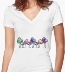 Magic Mushrooms Fitted V-Neck T-Shirt
