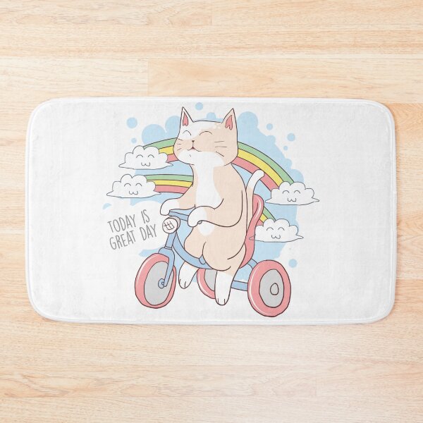 Item preview, cat autumn and valentine cute bikecycle with rainbow designed and sold by I'm Redz.