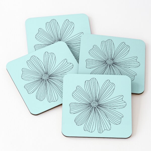 Item preview, Line art floral flower - sky blue designed and sold by Eve :).