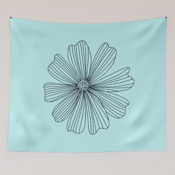 Item preview, Line art floral flower - sky blue designed and sold by Eve :).