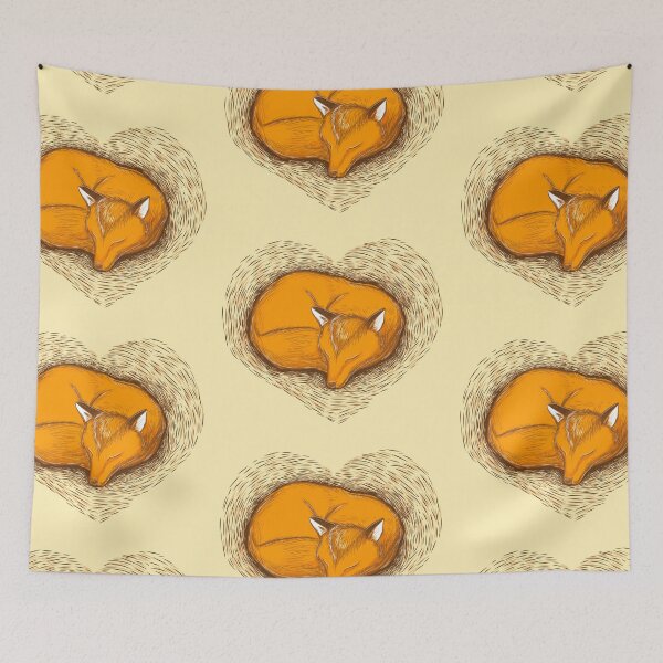 Item preview, LOVE HEART fox sleeping designed and sold by jazzydevil.