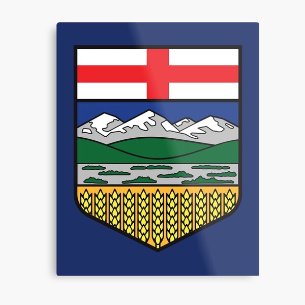Alberta provincial flag with blue background Canada HD High Quality Online Store Metal Print