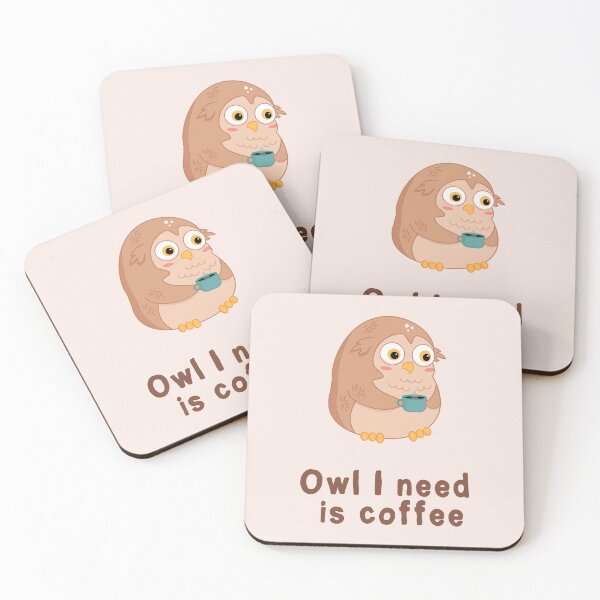 Item preview, Sleepy owl needs coffee kawaii design designed and sold by high5doodle.
