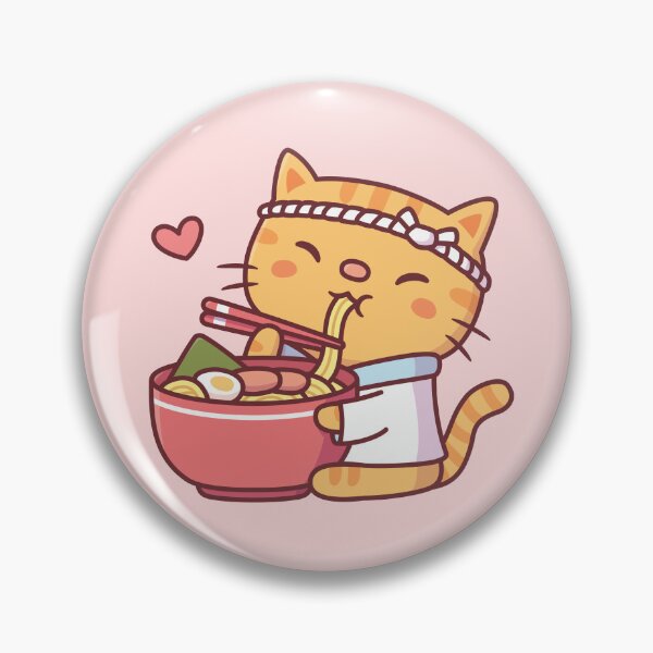 Item preview, Cute Tabby Cat Chef Eating Ramen Noodles designed and sold by rustydoodle.