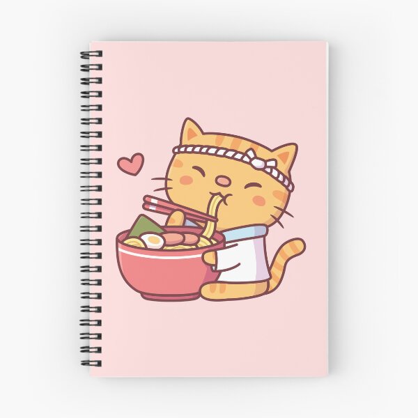 Item preview, Cute Tabby Cat Chef Eating Ramen Noodles designed and sold by rustydoodle.