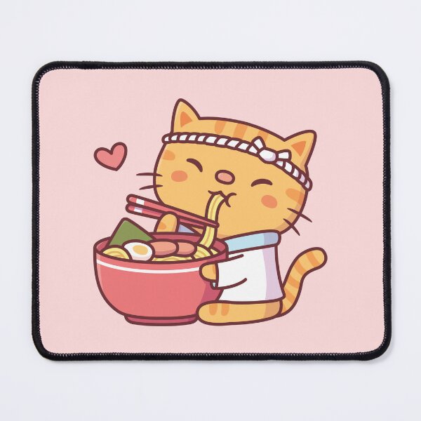 Item preview, Cute Tabby Cat Chef Eating Ramen Noodles designed and sold by rustydoodle.