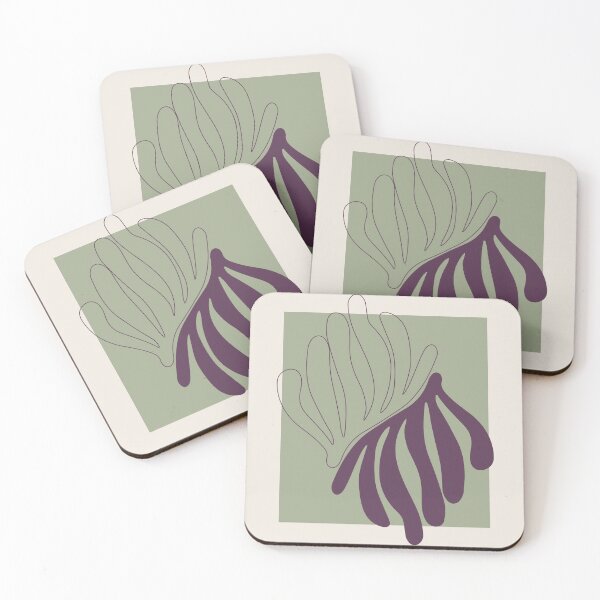 Item preview, Henri Matisse Flower, Paper Decoupes Art green purple back, Matisse Cutout's inspired designed and sold by re-make-.