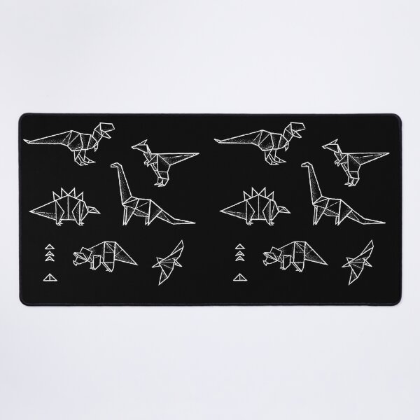 Black and white origami dinosaurs Desk Mat