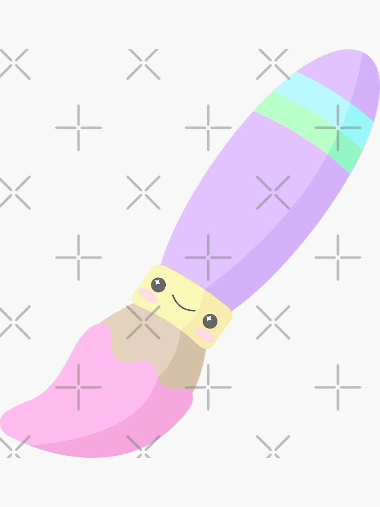 "Cute Kawaii Paint Brush" Sticker by Redbubble