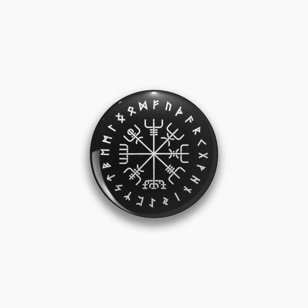 Viking Norse Protection Compass With Circle Runes Grunge Texture