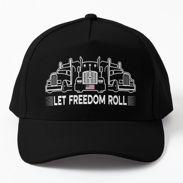 Truckers For Freedom 2022 | Let Freedom Roll | American Flag Trucker Convoy 2022 | Trucker Freedom Convoy 2022 | Trucker Freedom Rally 2022 Baseball Cap