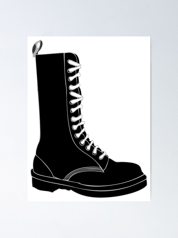 black boots with white laces