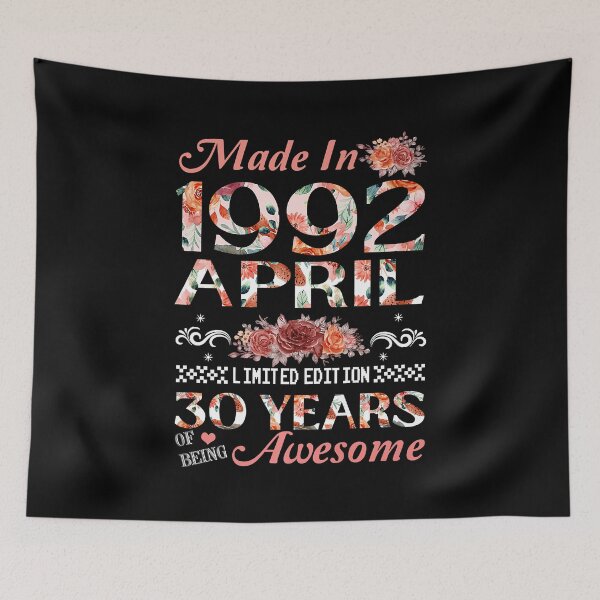 Item preview, 30th Birthday Flowers Gift for Women Born in April 1992 designed and sold by RachaelEliezer.