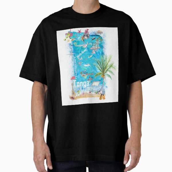 Item preview, Tonga Polynesia Illustrated Travel Map with Tourist Highlights designed and sold by artshop77.