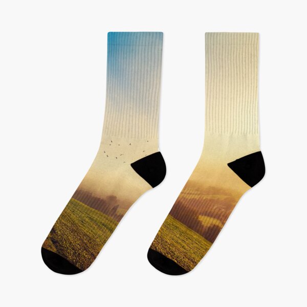 Item preview, Guided by Light - Rural Landscape at Sunrise designed and sold by Dyrk Wyst Redbubble Shop.