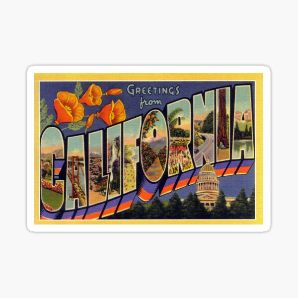 Carte postale vintage de voyage de la Californie Sticker