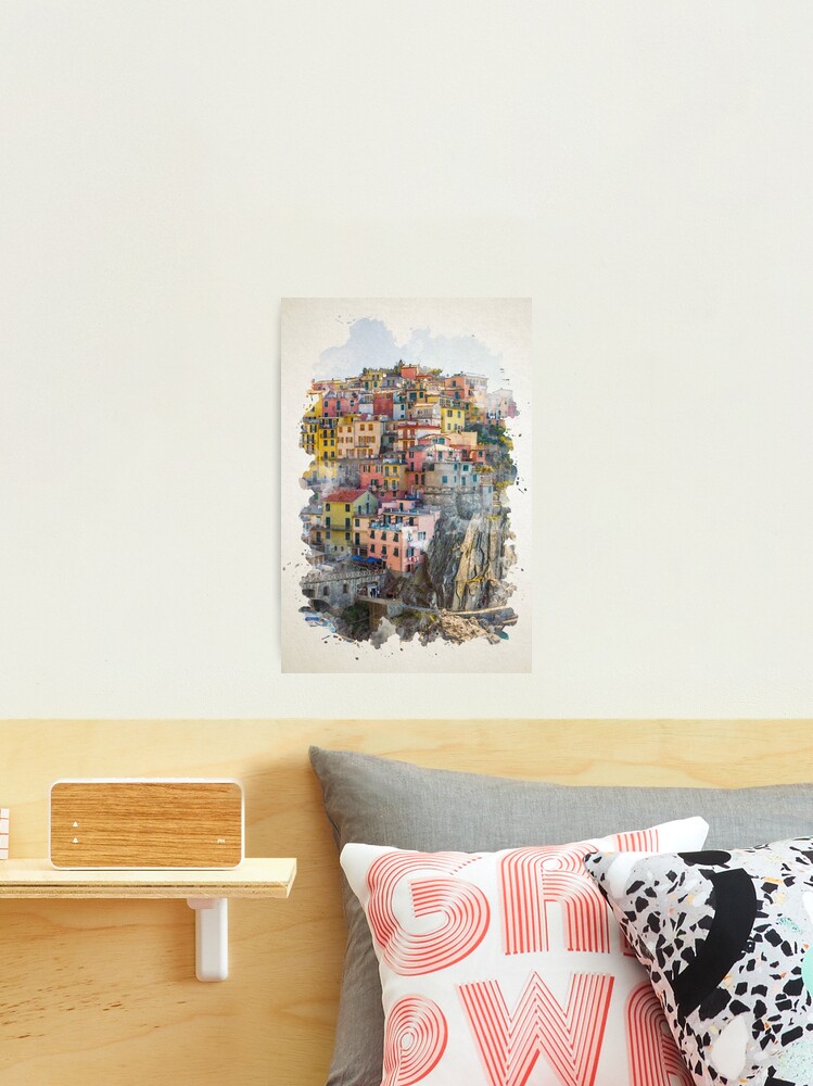 Thumbnail 2 of 3, Photographic Print, Cinque Terre Watercolor Art designed and sold by Blok45.