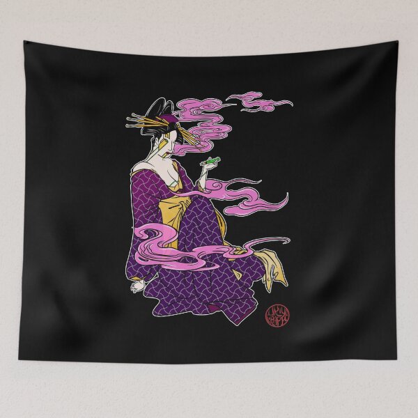 Item preview, Bijinga - Vaping woman in kimono designed and sold by Ukiyograph.