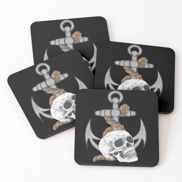 Item preview, Seafaring motif gothic, anchor chain with skull graphic, skull designs for men designed and sold by Kirei-Lily.