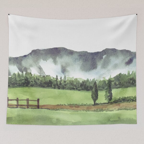 Item preview, Landscape With Garden Fence And Road Watercolor designed and sold by Yorda Creative.