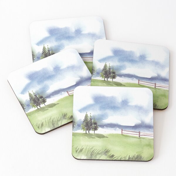 Item preview, Nature Landscape With Garden Fence Watercolor designed and sold by Yorda Creative.