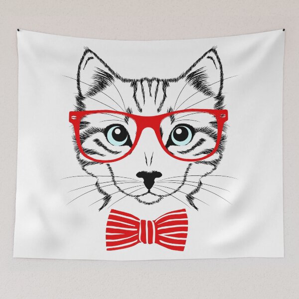 Item preview, Hipster cat bow tie and glasses designed and sold by NotableLoot.