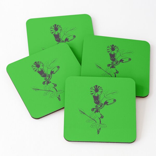Item preview, Stylised trumpet flower on green  designed and sold by Faerieglen.