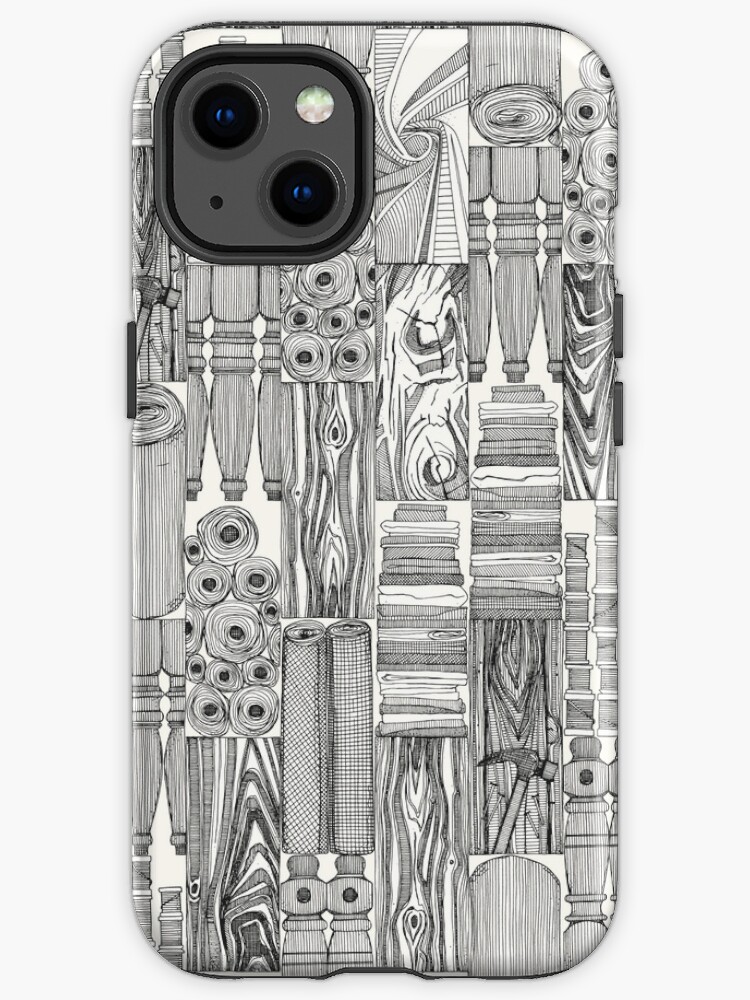 Thumbnail 1 of 4, iPhone Case, woodworking and textiles black designed and sold by scrummy.