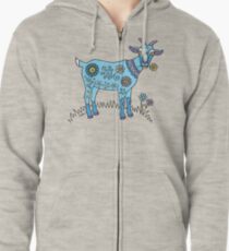 Blue Goat Zipped Hoodie