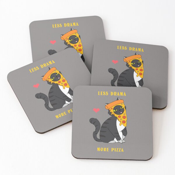 Item preview, Less Drama more Pizza funny food illustration designed and sold by deluxis.
