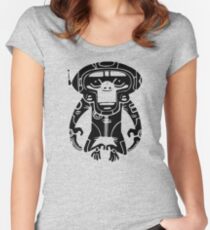 Black Space Monkeyz Graphic Women's Fitted Scoop T-Shirt