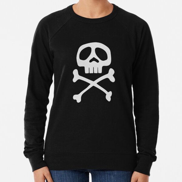 Cute Pirate Skull With Two Bones Retro Halloween Kawaii Style Lightweight Sweatshirt