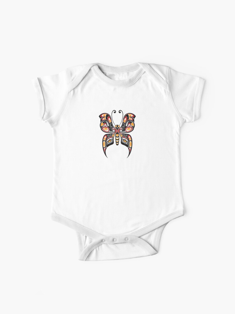 Red Yellow And Black Haida Spirit Butterfly Baby One Piece By