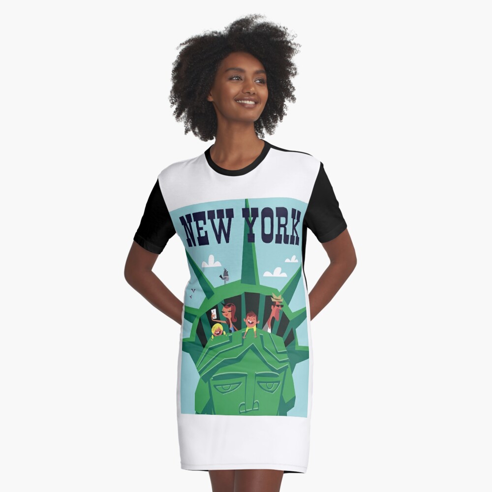 New York Yankees Graphic Black T Shirt Dress