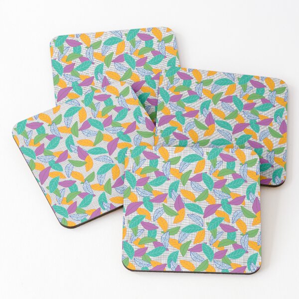 Item preview, Colourful leaves on grid designed and sold by PoppyWillmotart.