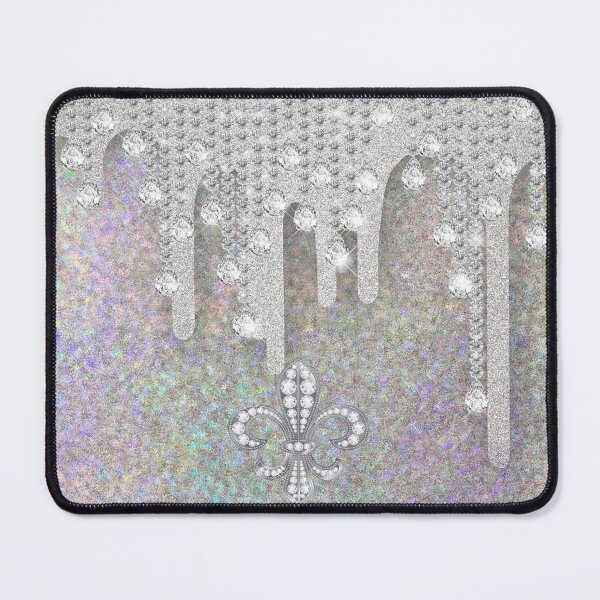 Item preview, Diamonds And Metallic Silver Drip With Fleur-de-lis On Rainbow Glitter designed and sold by IZiets.