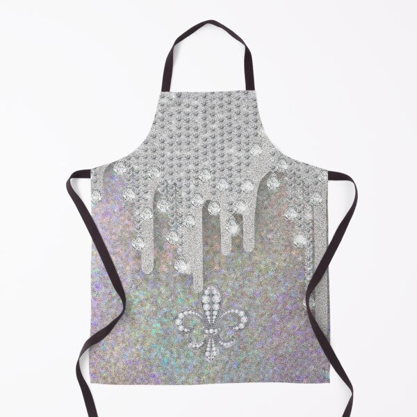 Item preview, Diamonds And Metallic Silver Drip With Fleur-de-lis On Rainbow Glitter designed and sold by IZiets.