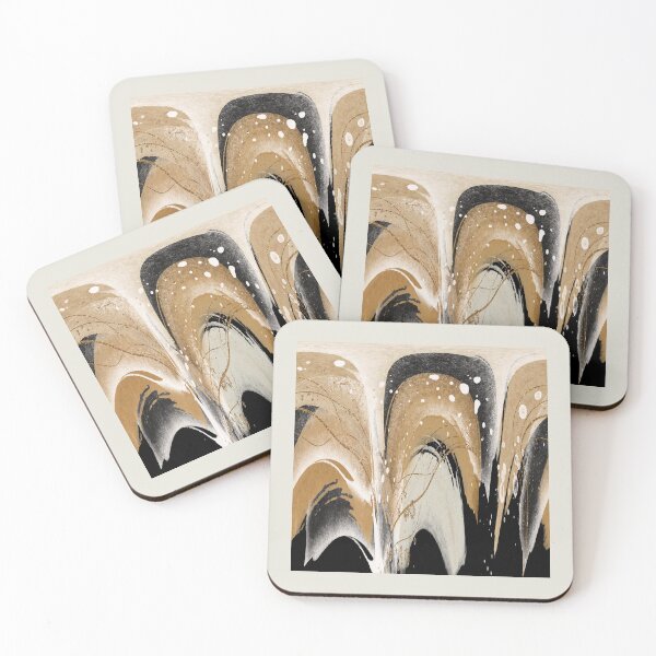 Item preview, Abstract Arches in Neutral Gold Ochre and Dark Charcoal designed and sold by simplydesignart.