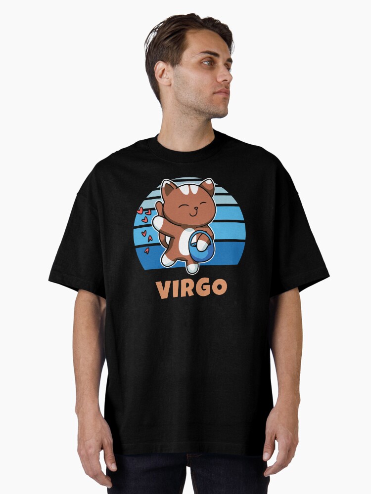 Thumbnail 1 of 7, Oversized T-Shirt, Zodiac Sign Virgo Cute Cat Kawaii designed and sold by brandoseven.