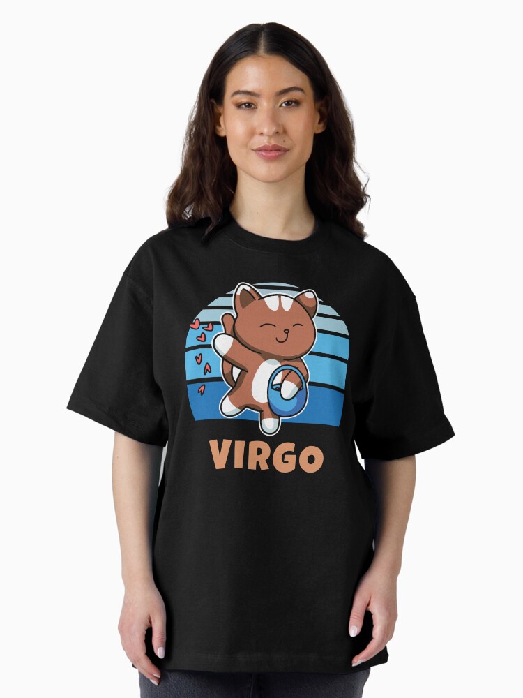 Thumbnail 2 of 7, Oversized T-Shirt, Zodiac Sign Virgo Cute Cat Kawaii designed and sold by brandoseven.