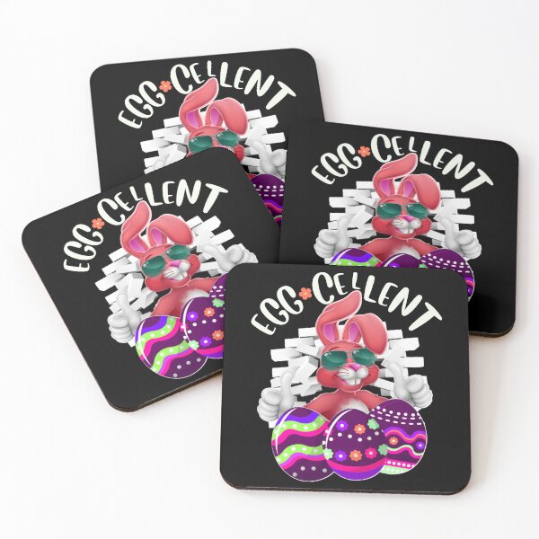 Item preview, Eggcellent Cool Easter Bunny With Eggs Easter Pun- Pink designed and sold by Designs By YL.