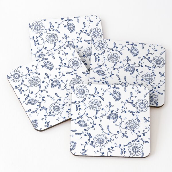 Blue and White Home Interiors - Floral Coasters. New England Style