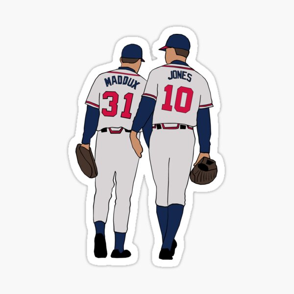 THE ATLANTA BASEBALL WORLD CHAMPIONS CHOP IT LIKE ITS HOT TOM GLAVINE JERSEY  AND CHIPPER JONES SHIRT WITH A JOHN SMOLTZ STICKER  Essential T-Shirt for  Sale by ComfortClosers